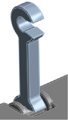 CAD model of a bracket assembly seated on a shaft, with interfaces between the mating components