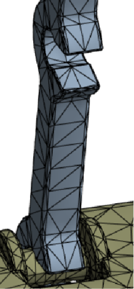 Coarser default mesh across the same contact region without contact sizing