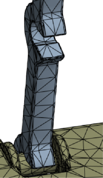 Mesh refined around the contact region using contact sizing