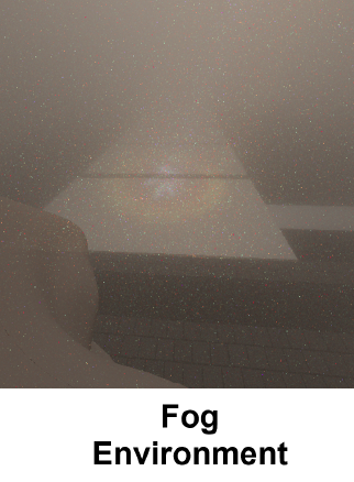 Simulated projection visibility in a dense fog environment