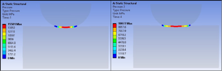 Contact pressure distribution before and after wear in Ansys Mechanical